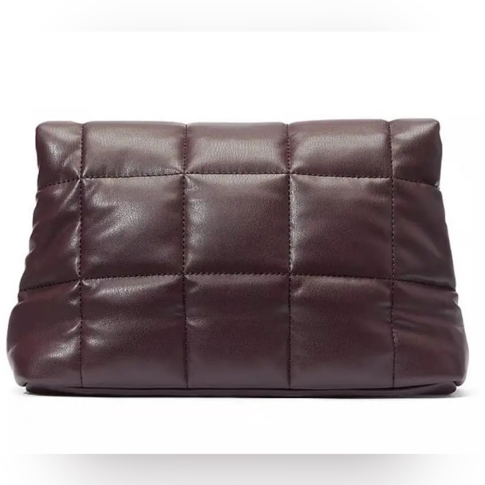 Victorias Secret Quilted Puffy Clutch Bag Brown - Picture 2 of 5